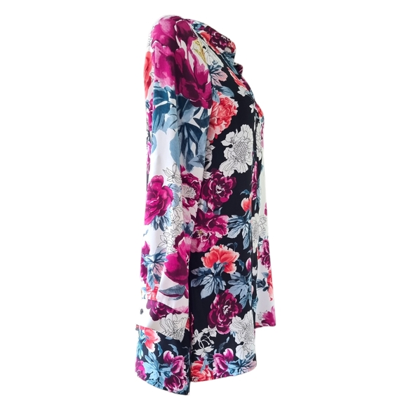 Chico's Long Floral Button Down Flowy Blouse - Picture 2 of 9